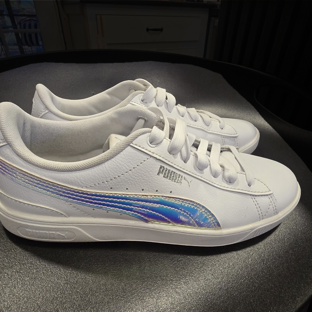 Puma White Sneakers with Iridescent Detail